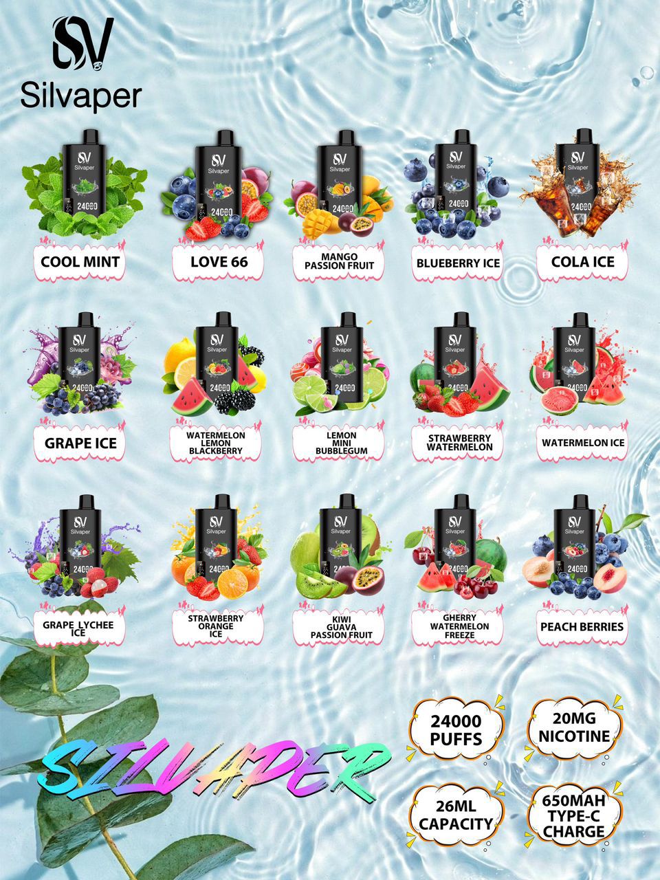 Silvaper 24000 Puffs Disposable Vape In UAE
