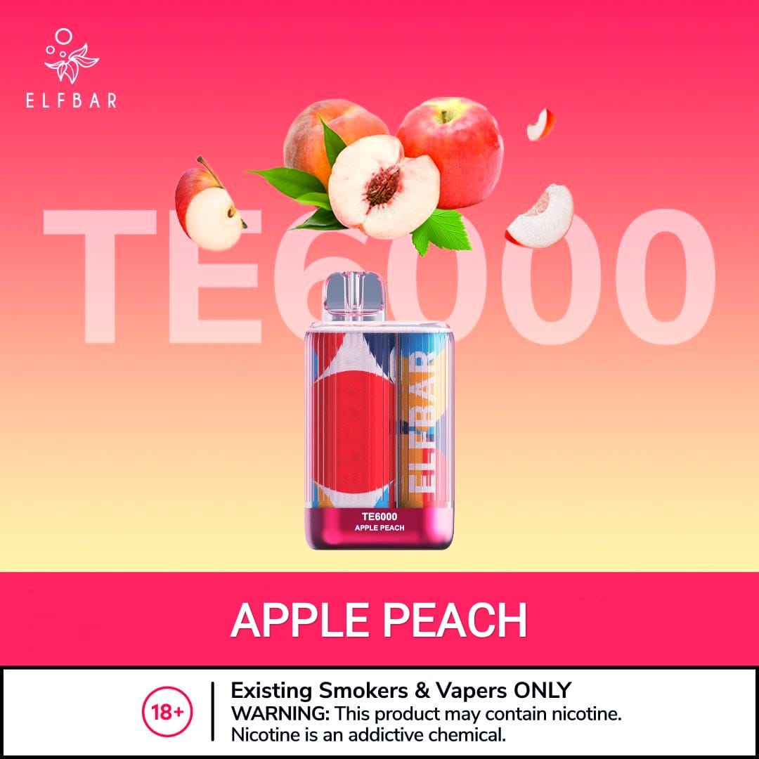 ELF BAR TE6000 DISPOSABLE VAPE IN DUBAIFLAVORS-: Apple Peach