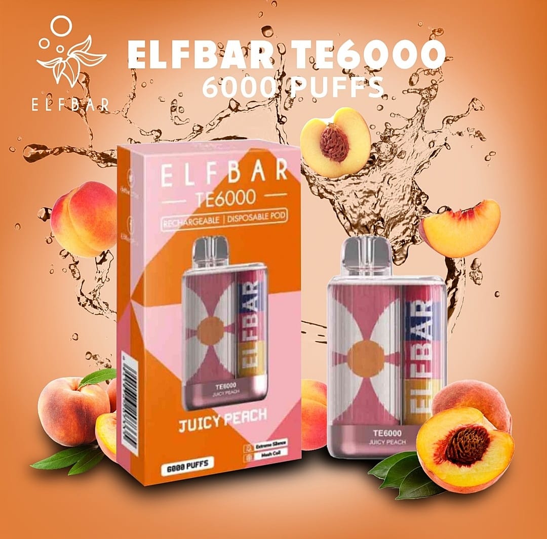 ELF BAR TE6000 DISPOSABLE VAPE IN DUBAIFLAVORS-: Apple Peach