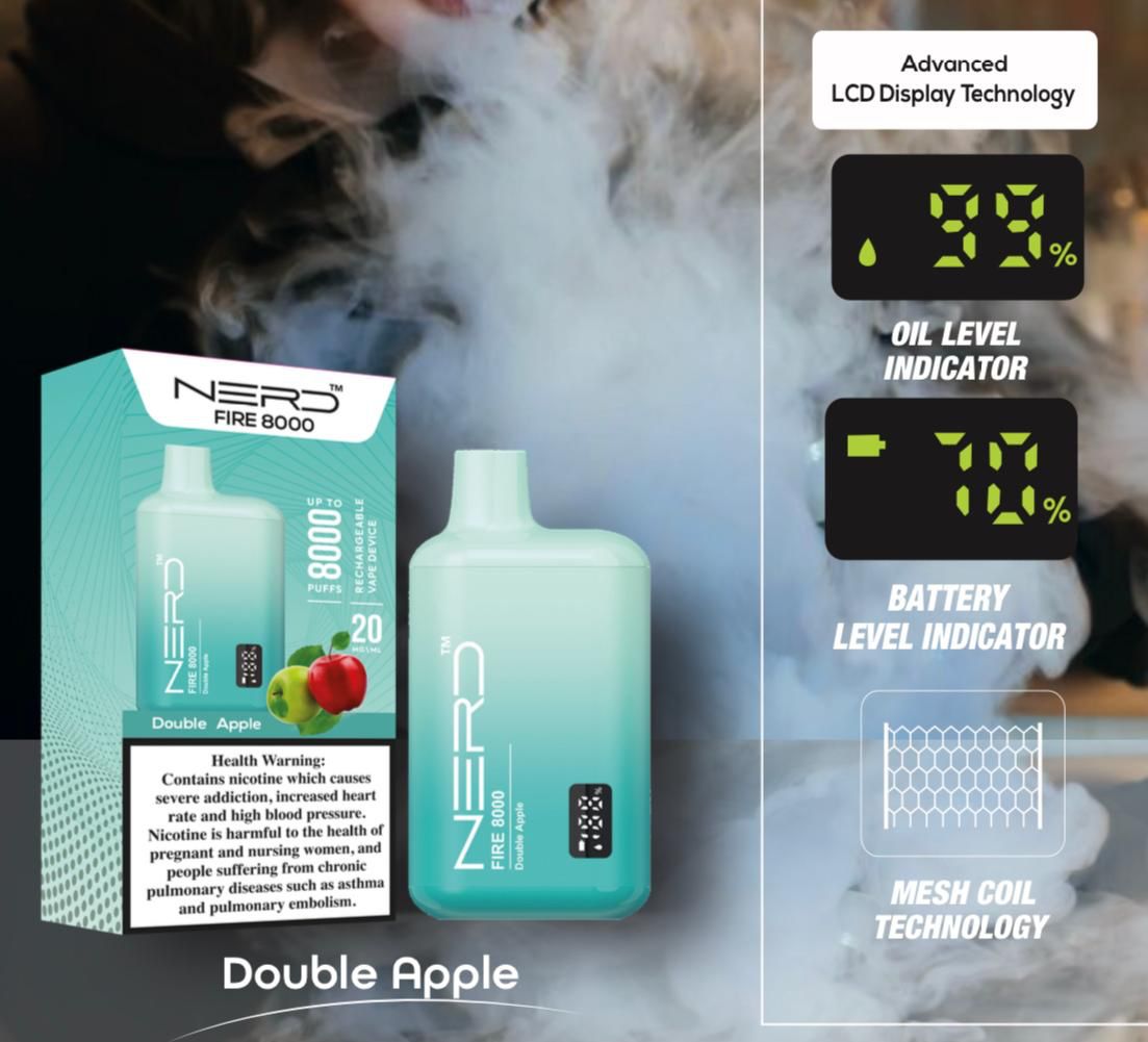 Nerd Fire 8000 Disposable Vape 2% Nic - Buy NowFlavors-: Blackcurrant Ice