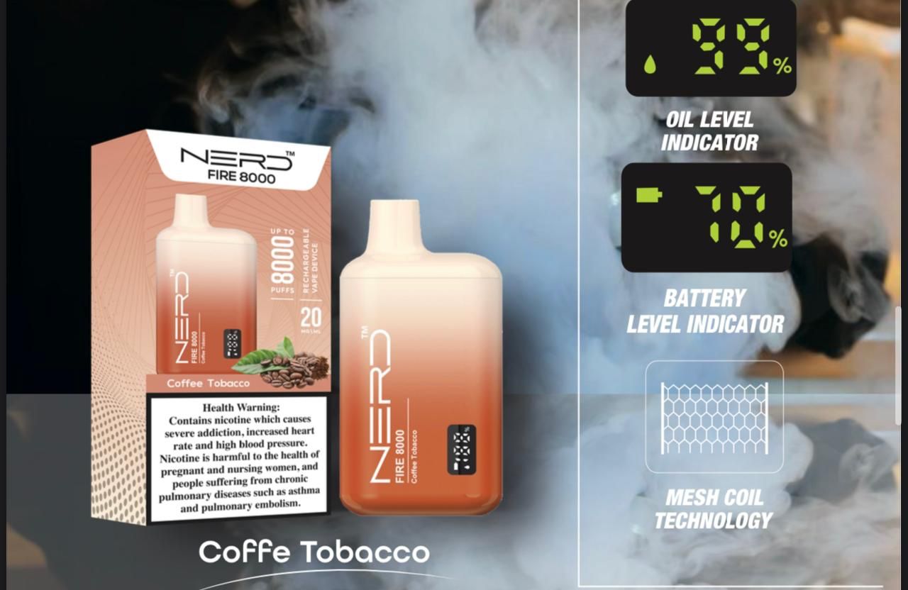 Nerd Fire 8000 Disposable Vape 2% Nic - Buy NowFlavors-: Blackcurrant Ice